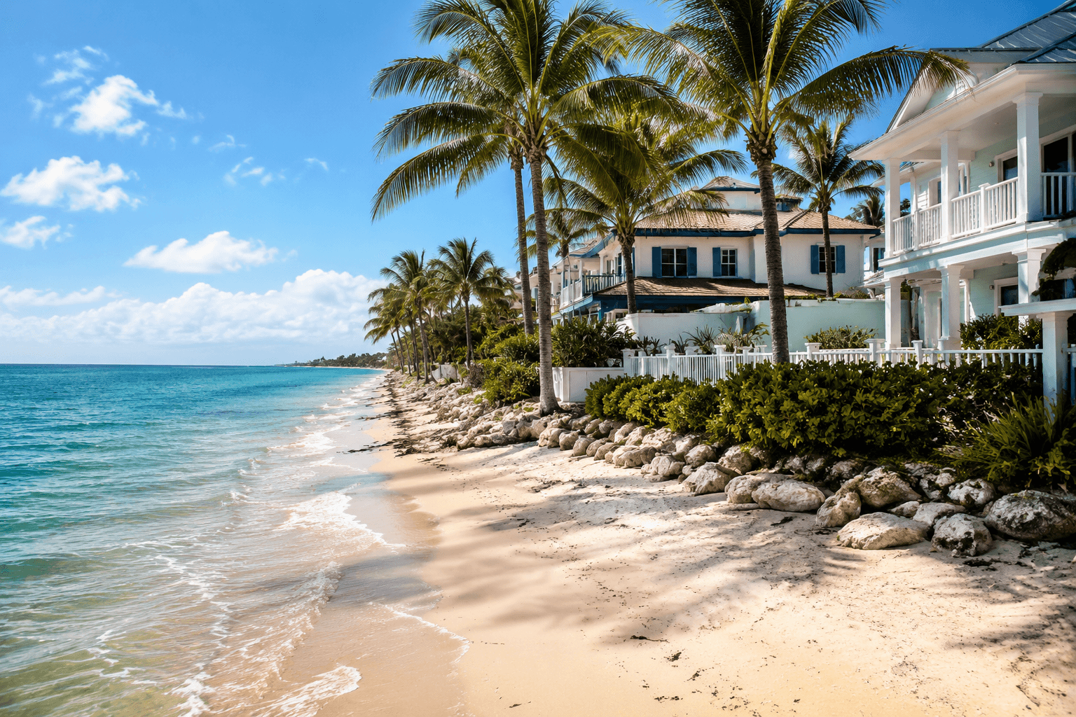 Sunny Florida coastal neighborhood with beach houses