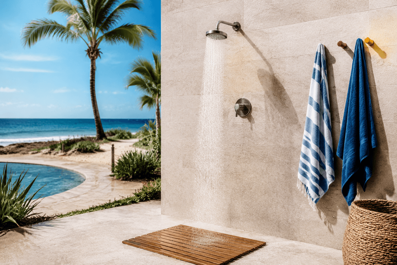 Coastal outdoor rinse lifestyle