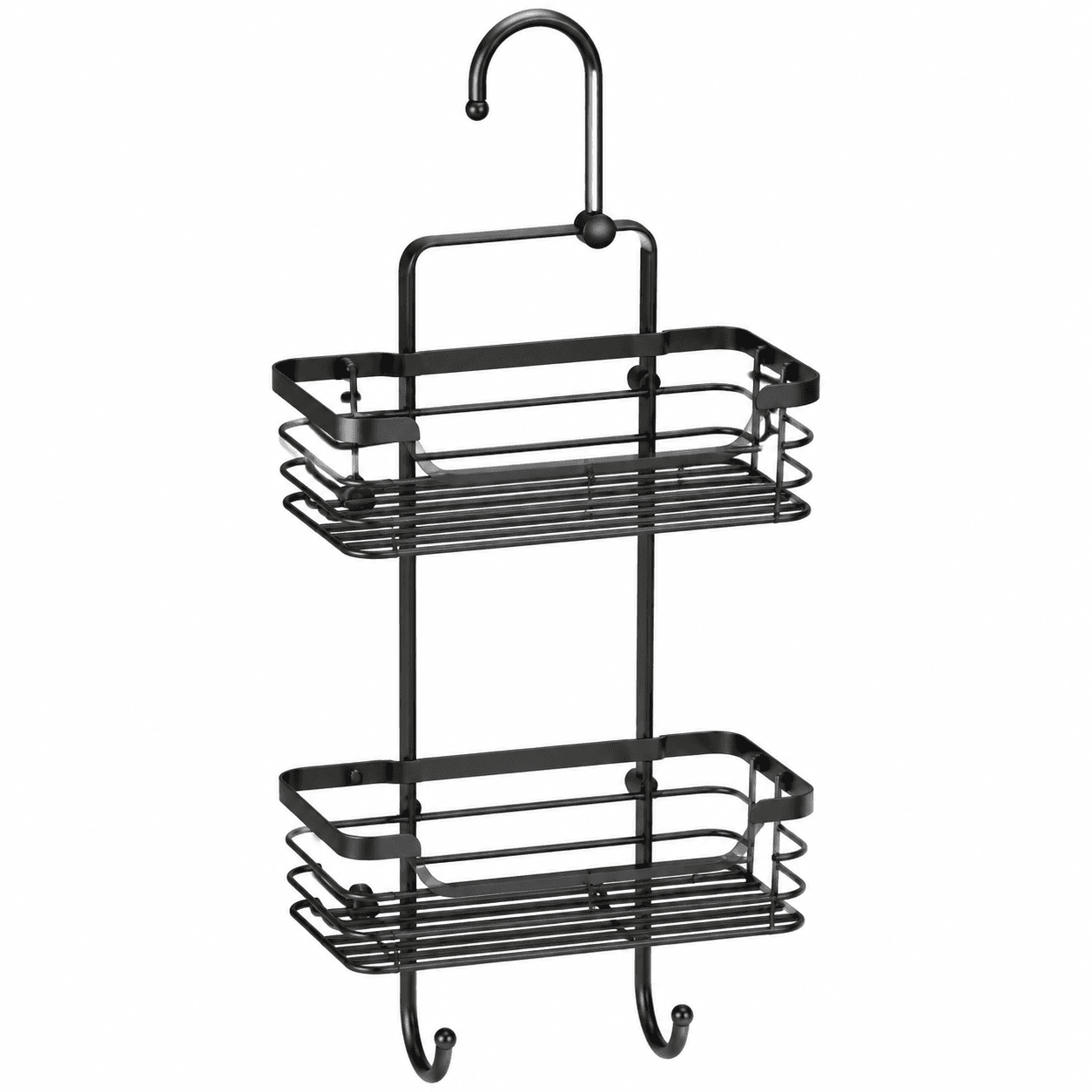 Rust-resistant outdoor shower caddy on a white background